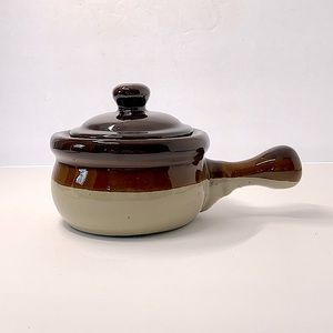 STONEWARE SOUP BEAN BOWL CROCK with LID and HANDLE